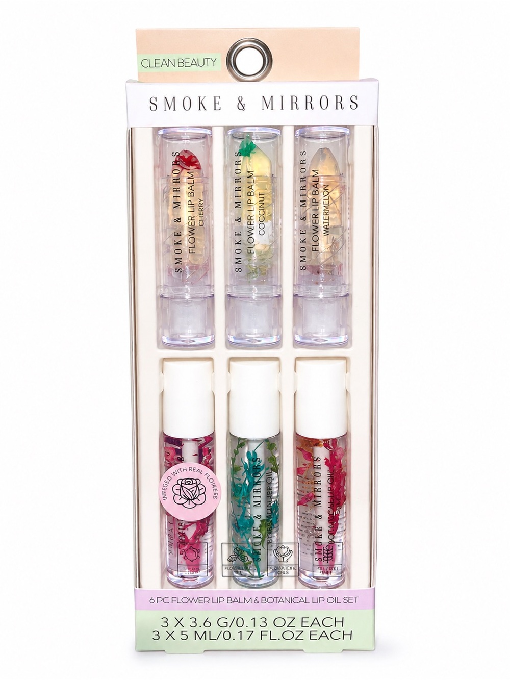 6pc. Flower Lip Balm & Botanical Lip Oil Set